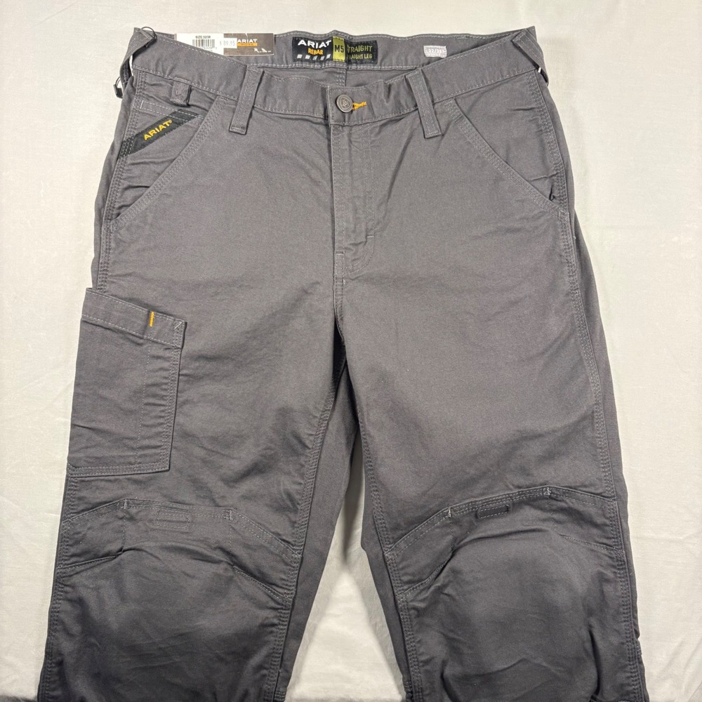 Ariat Rebar M5 Straight Work Pants 32x38 Gray Utility Knee Pad NWT 10045375